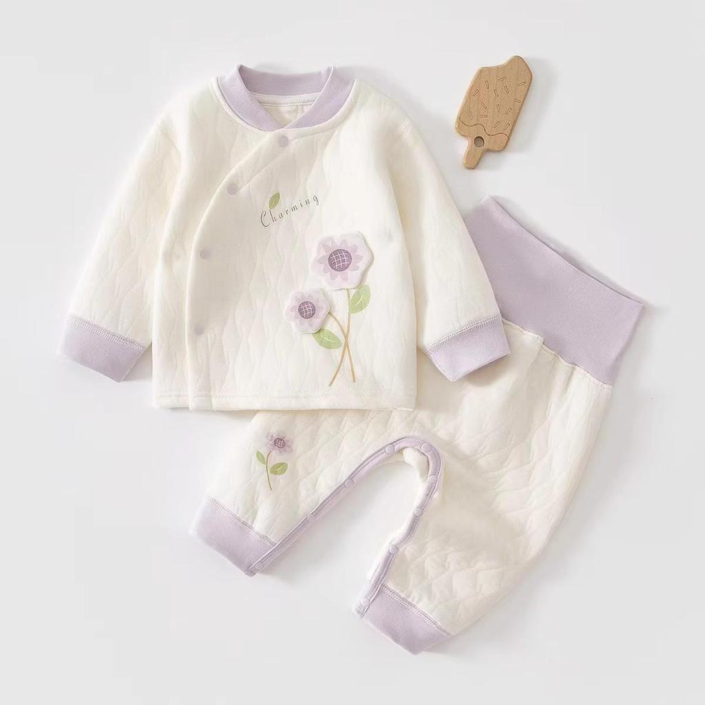 Jingqi Baby Autumn High-Waist Warm Cotton Clothes Set for Boys and Girls