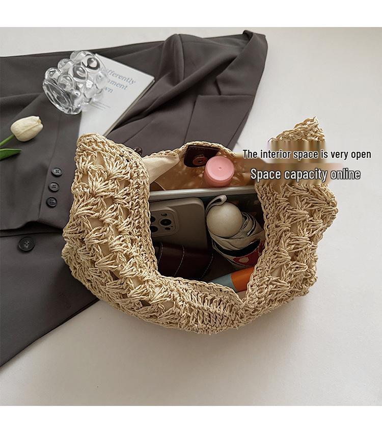 Women's Large Summer Seaside Vacation Tote - Woven Single Shoulder Bag for Commute and Fashion