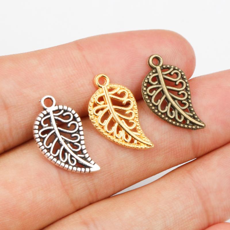 10-40pcs Alloy Metal Leaf Charms Pendant Crafts for Earrings Necklace Bracelet DIY Jewelry Making Accessories Findings