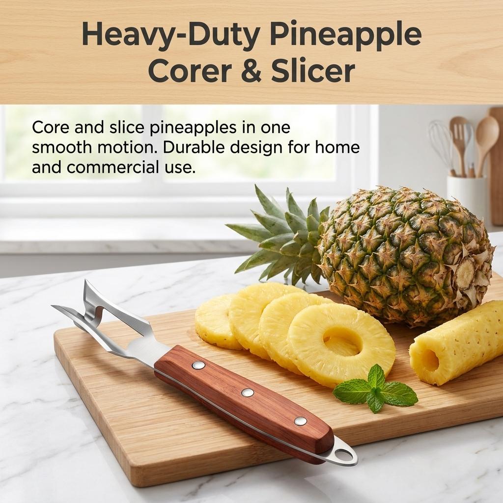 Stainless Steel Pineapple Corer Cutter Heavy Duty Two In One Fruit Tool For Home And Commercial Use