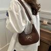 New Temperament Women's Bag Shoulder Bag Bow Decorative Design Crescent Bag Simple Niche Women's Bag