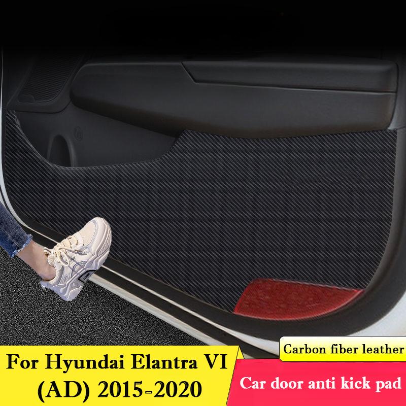 Car Door Anti-kick Pad Leather Interior Protection Anti-dirty Sticker Auto Decor Mat For Hyundai Elantra VI (AD) 2015 - 2020