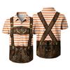 Men's Short Sleeve Button Down Shirt Retro Beer Festival Print Casual Loose Fit Party Shirt with Traditional Lederhosen Design for Everyday Wear