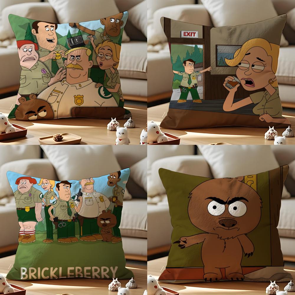 Brickleberry Cushion Cover Anti-dustmite Pillowcase Invisible Zipper Silky Short Plush Sofa Cushion Cover