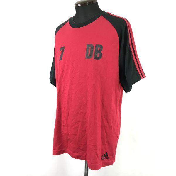 Wyprodukowano w Japonii adidas David Beckham Koszulka z krótkim rękawem O/XL Męska Czerwona BECKHAM AC Milan(UŻYWANY)