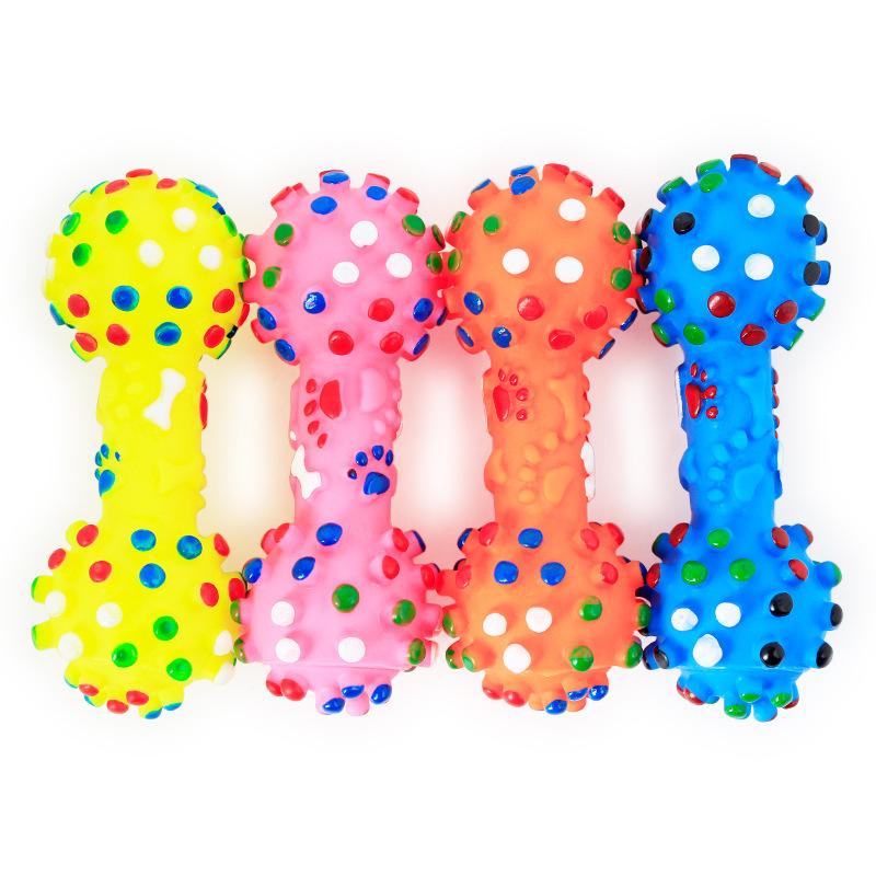 

Pet Chew Toys Pet Tpr Set Interactive Playing Funny Molar Dumbbell Polka Dot Squeaky Toy Rubber Dumbbell Chewing Funny Toy S 11cm
