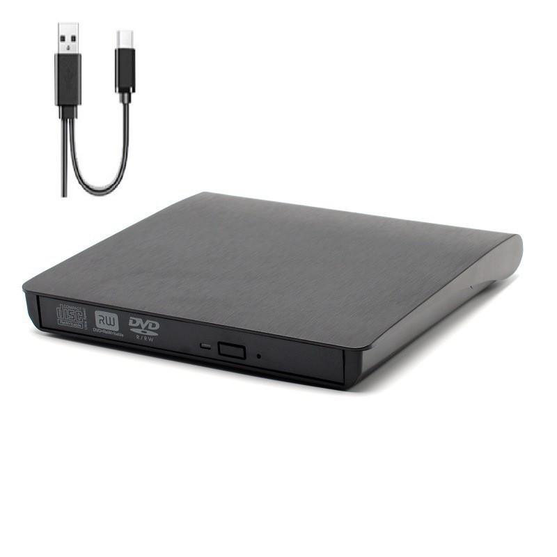 USB-C & USB Dual Interface CD/DVD Drive for Laptop/Desktop with Brushed Finish