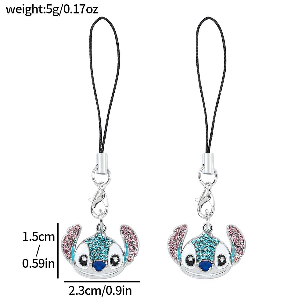 Cute Stitch Cartoon Pendant Necklace Jewelry Personality Sweater Chain with Filled Rhinestones for Women Gift