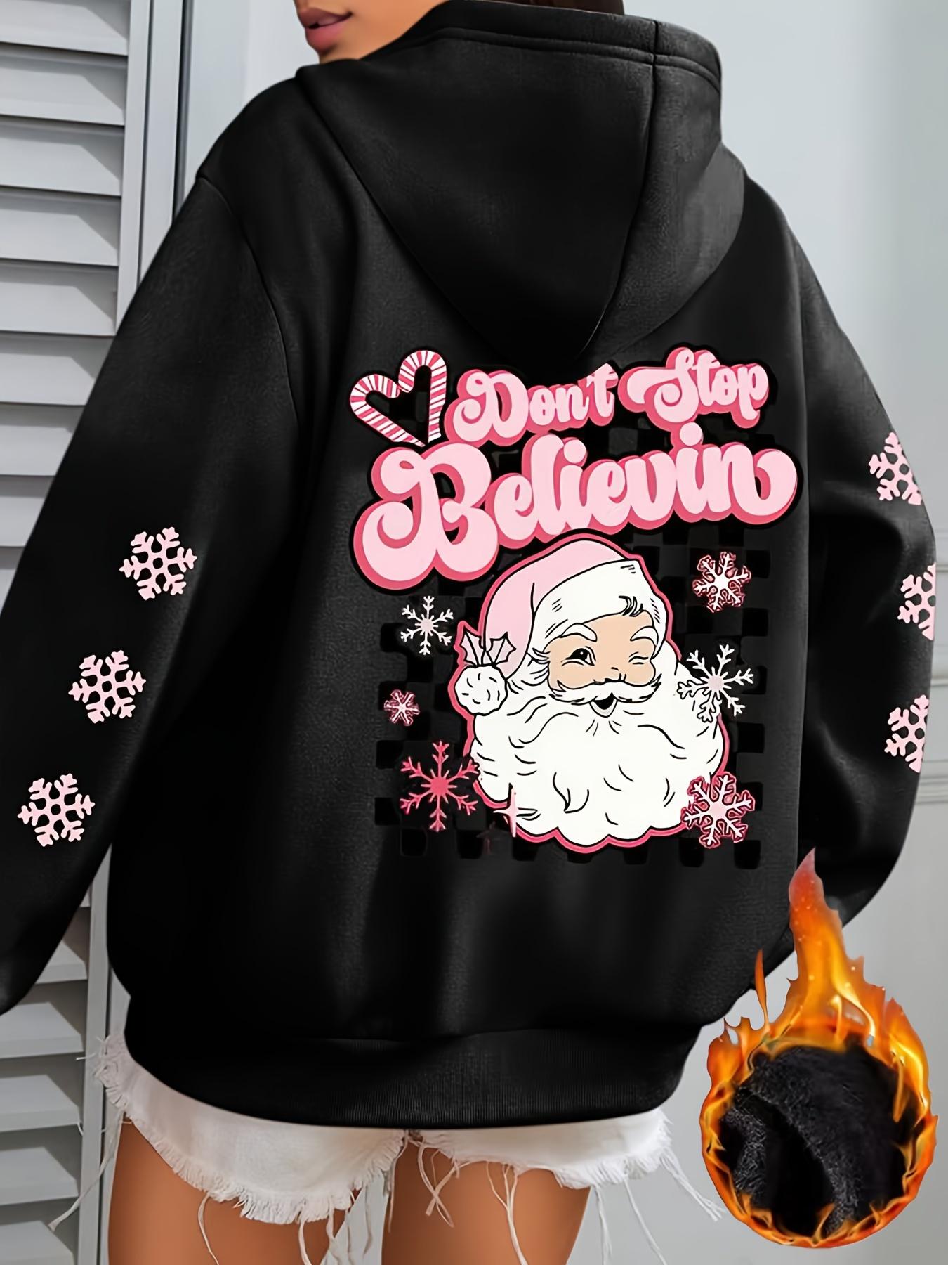 

Women s Christmas Themed Hoodie Long Sleeve Pullover with Front Back Print Casual Sweatshirt with Kangaroo Pockets Comfortable 3XL