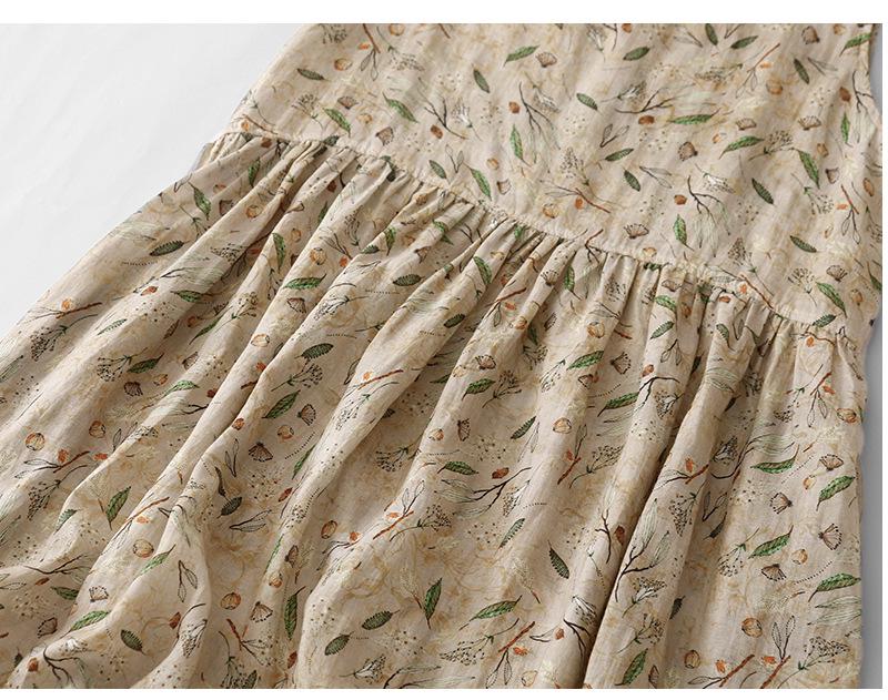 Xin Xing 2025 Summer Floral Cotton Linen Sleeveless Long Dress