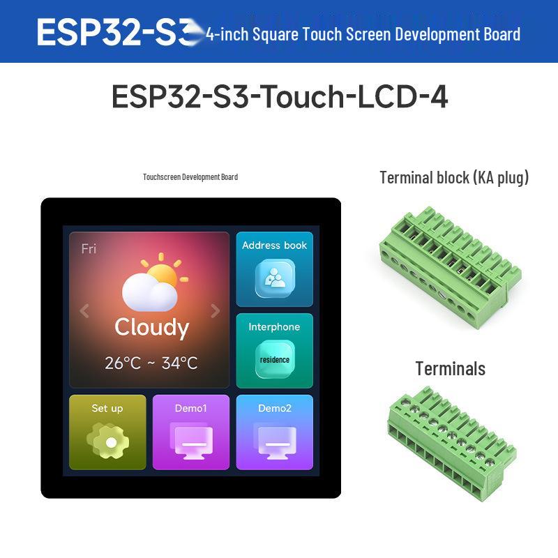 ESP32-S3 4" LCD Capacitive Touch Dev Board with LX7 Dual-Core, WiFi, Bluetooth, and BLE5 Support.