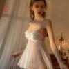 Sexy Underwear Hollow Transparent Mesh Nightdress Hot Pure Steel Ring Gathering Suspender Short Pajama Skirt Women