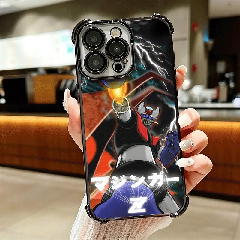 M-Mazinger Z Anime Plating Phone Case For Iphone 16 17 Pro Max Air 16E 14 15 Plus 12 13 Mini Anti-Fall Airabag Cover