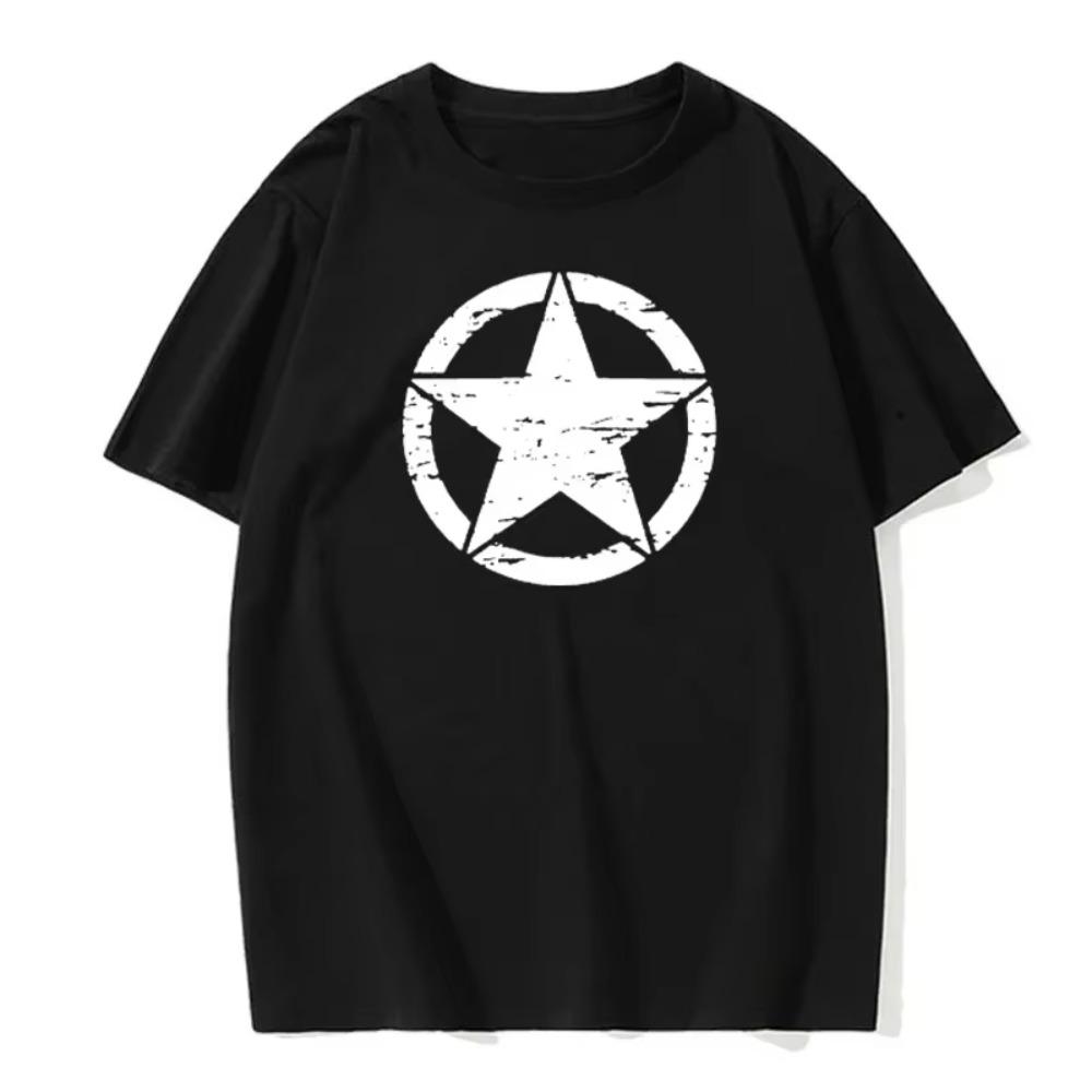 Summer Men's Short-sleeved Fashion Casual Printed Daily Versatile and Comfortable Round Neck Solid Color T-shirt Men's Tops