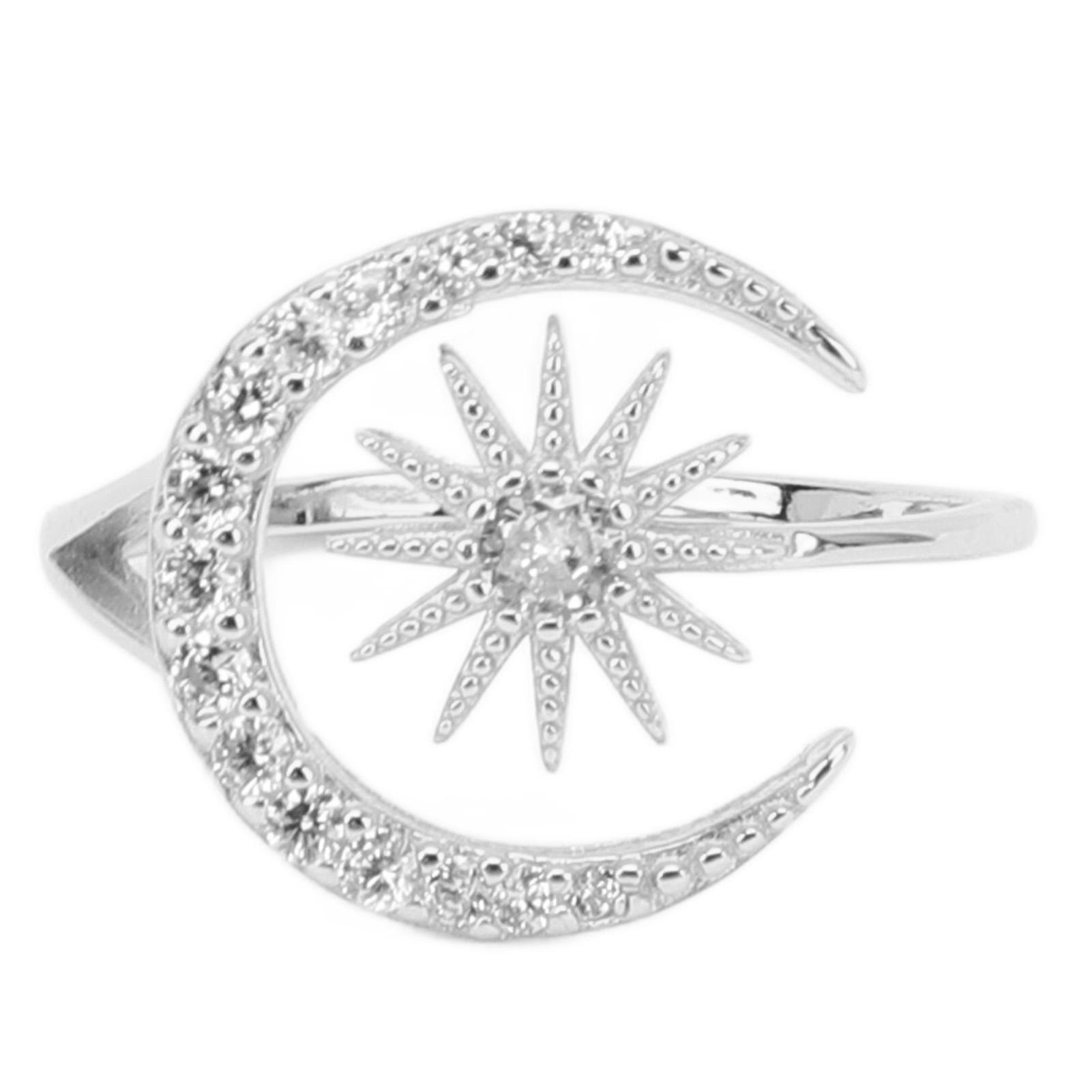 

Срібний перстень 925 проби Жіночий Дівочий Вишуканий Модний Стиль Перстень Зірка Місяць Діамант Ювелірна Прикраса Аксесуар Жовтий біле золото кольору