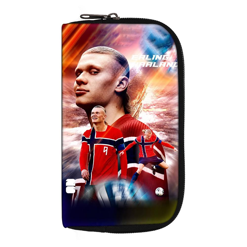 Dames Heren Cluch Bag koptelefoon tas Haaland Portemonnees Draagbare Geld Munt Portemonnee Creditcard Geld Tassen Voetbalster opbergtas gray
