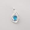 Swiss Blue Topaz Gemstone 925 Sterling Silver Women Jewelry Designer Zircon Pendant 1.4" For Birthday Gift CZP-16-12