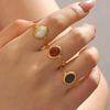 Vintage Stainless Steel Red Drip Oil Oval Rings for Women Classic Waterproof Gold Color Hollow Opening Ring Banqent Jewelry Gift