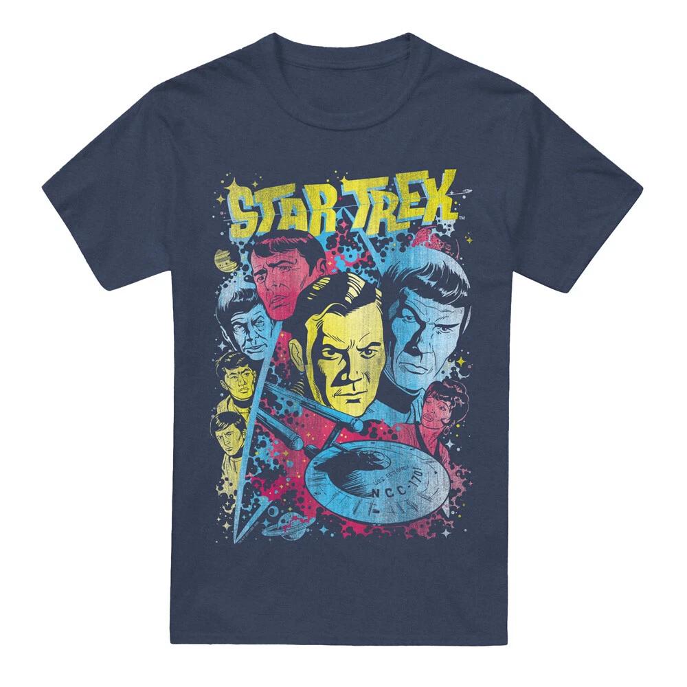 

Классическая команда Star Trek Иллюстрированная футболка S-2XL, Темно-синий M