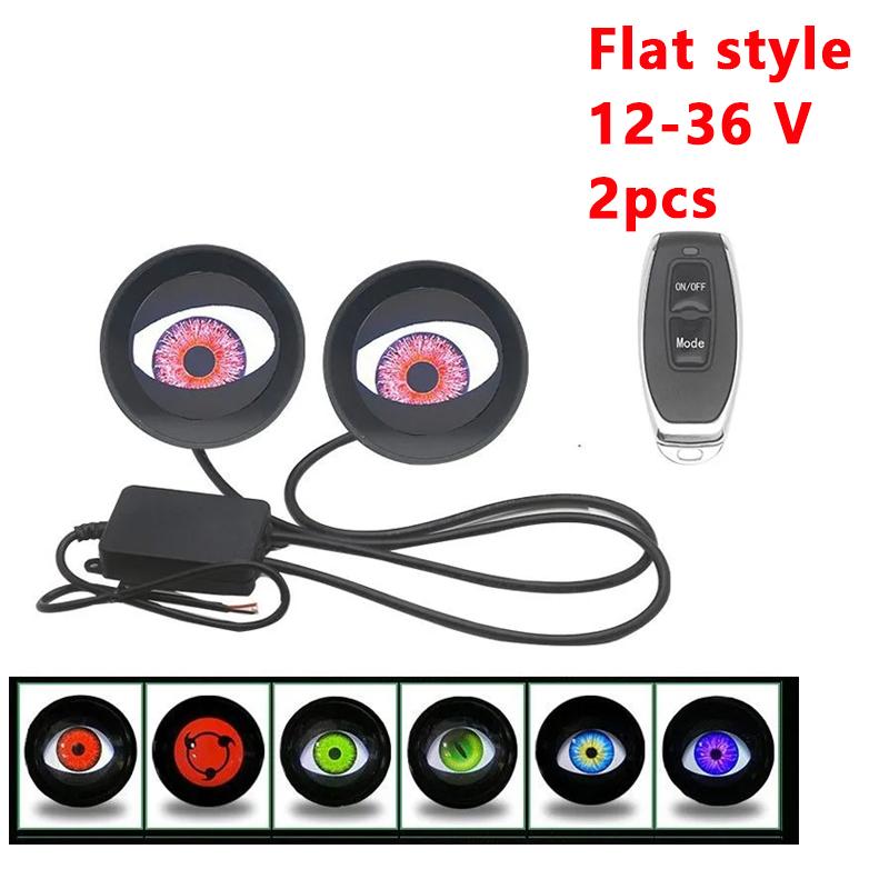 3 Inch Dynamic Devil Eye LED Car Light Headlight Assembly 6 Mode 3D Modified Eagle Eye Light With Remote Modification Kit
