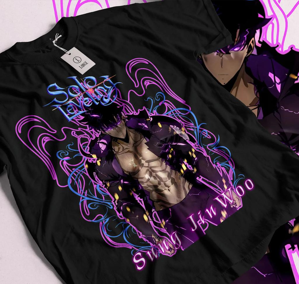 Solo Leveling Arise Schatten Anime T-Shirt Herren Damen Sung Jin-woo Kurzarm Übergroß Locker Baumwolle Herrenbekleidung Top T-Shirts