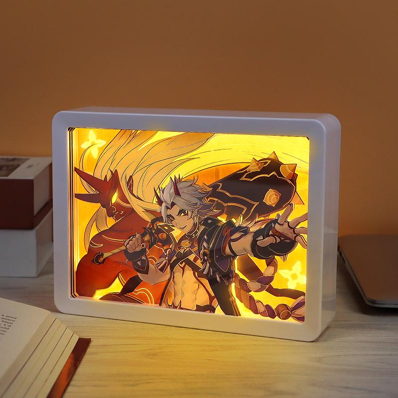Anime Led Light Box 3D Paper Carving Lamp Anime Paper Cut Shadow Light Box Decorative Lights Lamp For Children'S Room Decor Gift