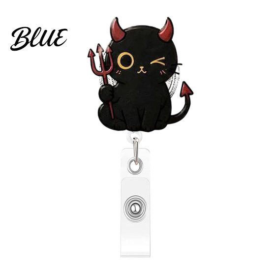 Student Id Card Protector Halloween Black Cat Pumpkin Badge Reel Retractable with 360 Degree Rotating Clip Funny Ghost Holder Acrylic Decorative