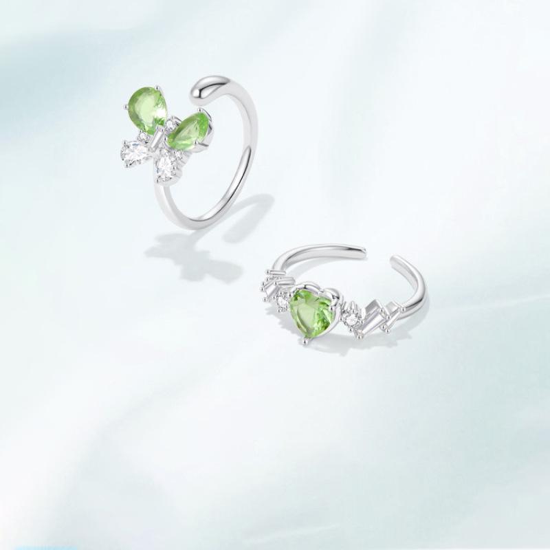 Elegant Adjustable Butterfly Zircon Ring For Women Chic Geometric Design Fashion 2024 Jewelry