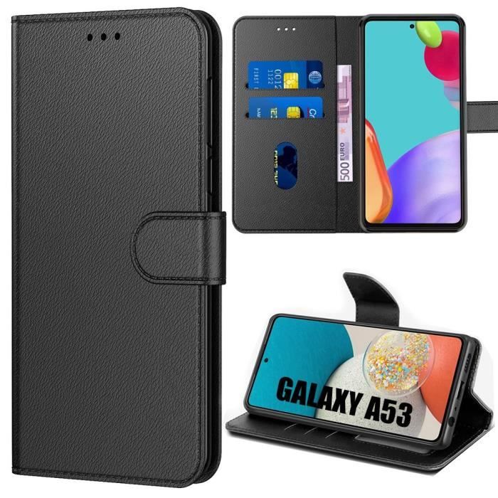Coque pour Samsung A53 5G - Élégant - Effet Cuir - Fermeture Magnétique - Support Horizontal - Noir