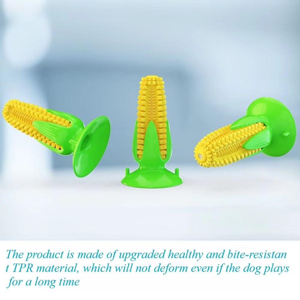 Corn Shape Pet Corn Cob Chew Toy Bottom Suction Cup Teeth Cleaning Dog Toothbrush Toy Squeaky Grinding Interactive Dog Toy