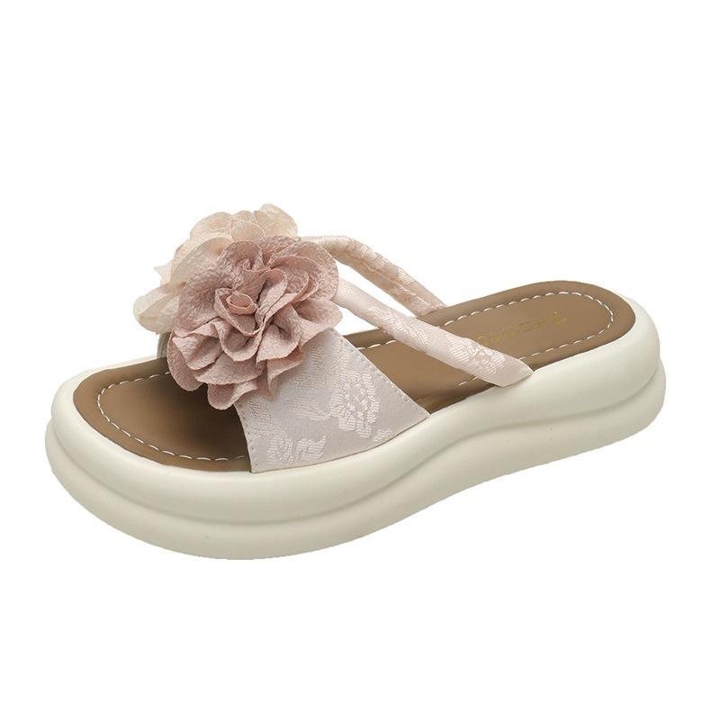 Fairy Style Flower Platform Slippers Female Summer Wear 2025 New National Style Fashion Versatile Skirt Beach Sandals