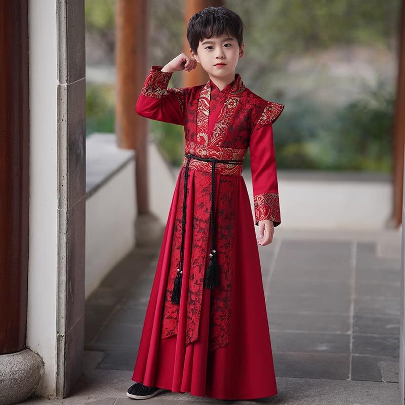 Boys' Traditional Hanfu Costume: 2026 Young Master Chinese Tang Suit for National Studies Performance