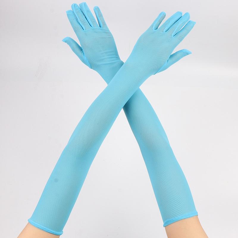 55CM Sexy Lace Thin Hollow Transparent Long Gloves Breathable Net Yarn Women Man Stage Performance Party Cosplay Elasticity