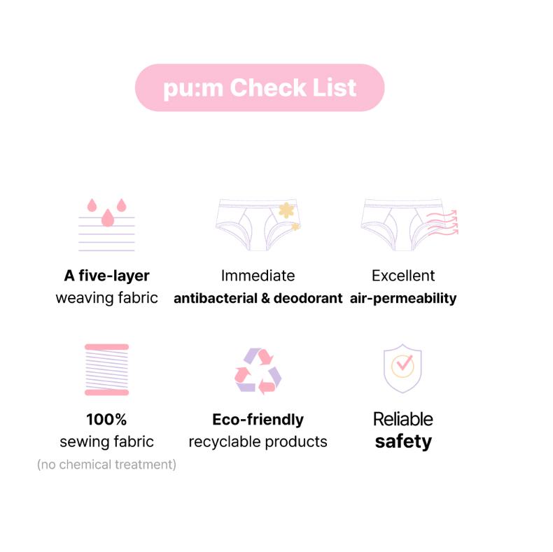 [remuse] Pum Hiphugger Junior Girls Teenager Leakproof Period Panties Teen Menstrual Antibacterial Cozy Underwears