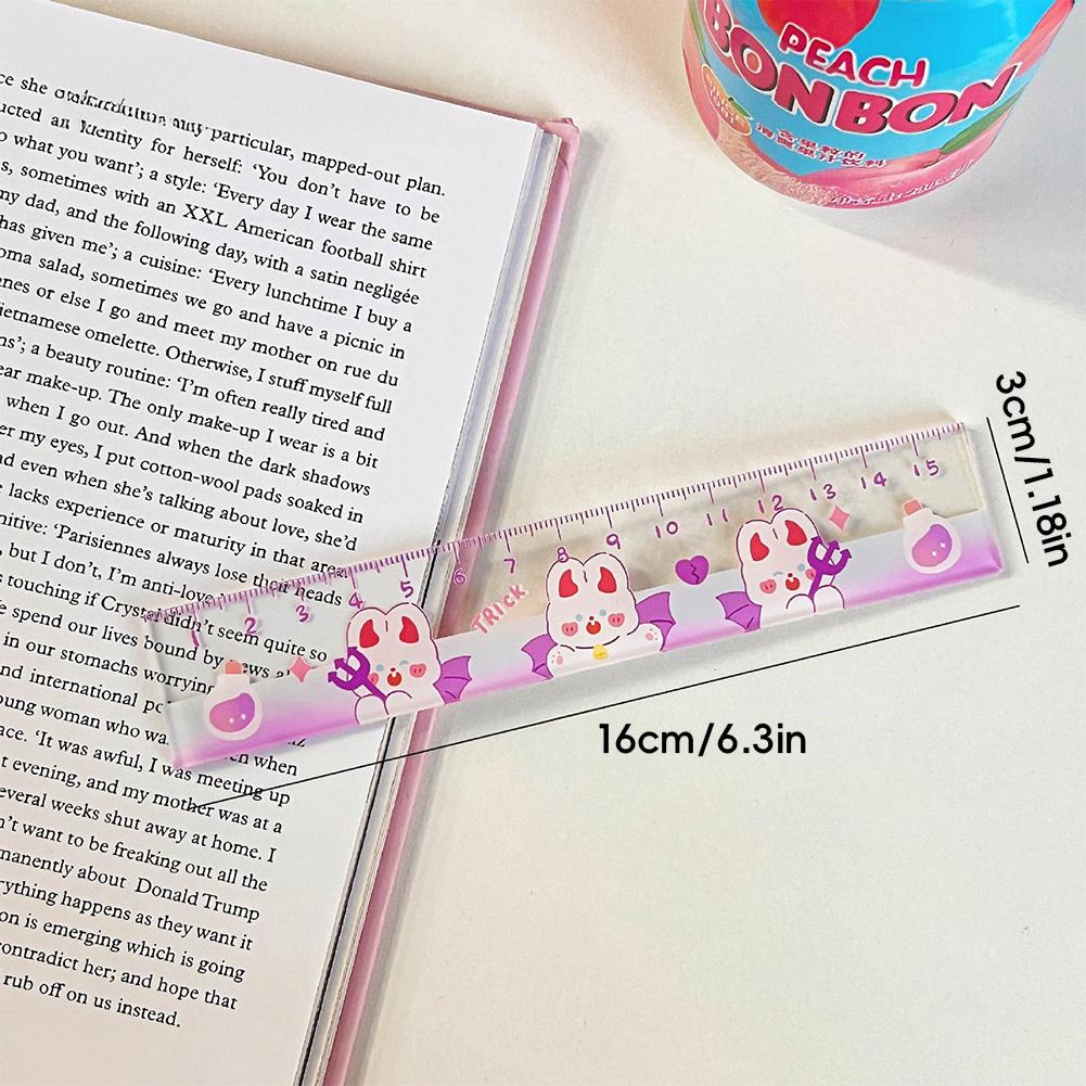 Trendy Ins Ruler Transparent Aesthetic Stationery Scale Creative Kawaii Study Desk Accessory Ruler Back To School Gift