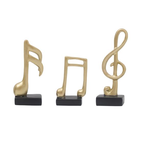 DYS 3Pcs Minimalist Music Note Resin Sculpture, Treble Clef & Eighth Quarter Desk Decor for Piano Room Living Room, Matte Art Collectible, Creative