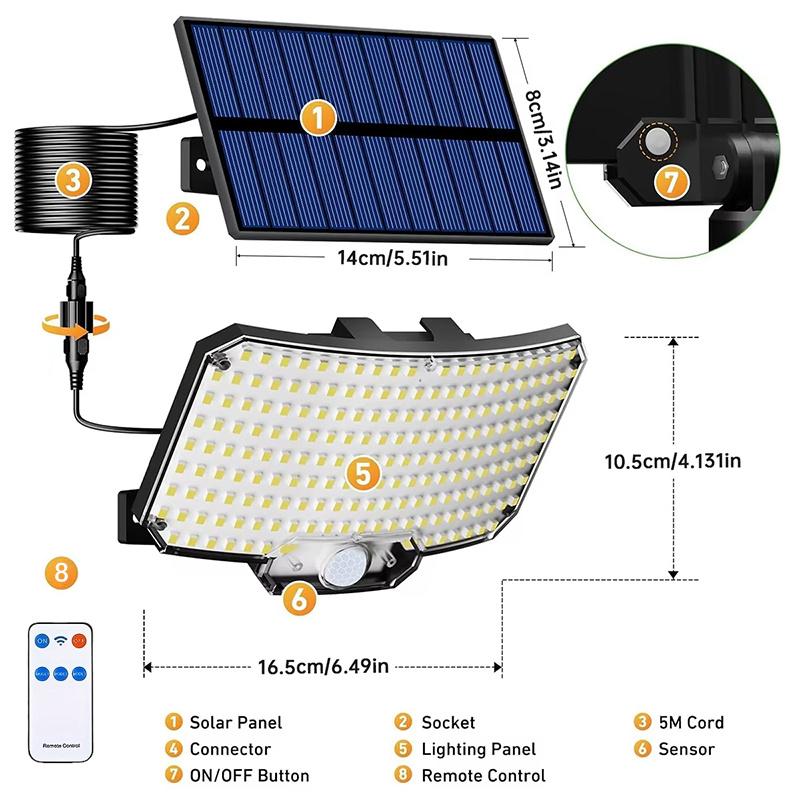 Intelligent Sensing 234LED Solar Light,Decorative Garden Light,street Light with Remote Control,terraces,Courtyards,balconies,villas