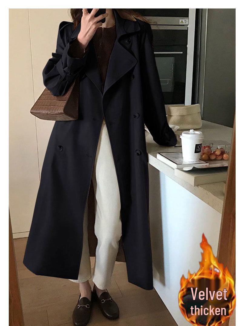 

2025 Новое женское осеннее пальто-тренч средней длины - Шикарное, миниатюрное, в корейском стиле XL