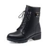 Women's Simulated Leather Ankle Boots Platform, Winter and Autumn Plush Warm Shoes, Plus Size Lace Up 35-43
