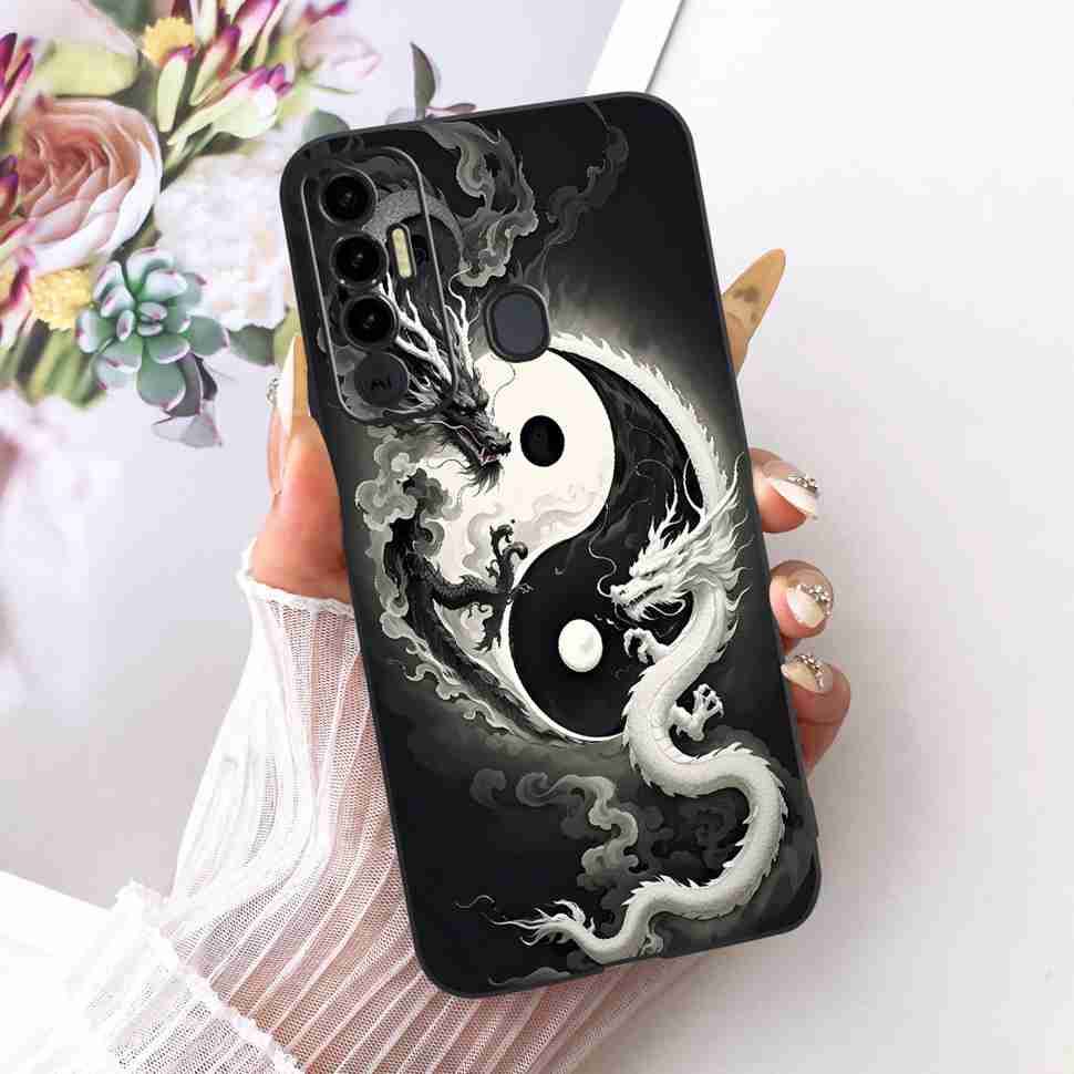 Simple Design Cartoon For Tecno Spark 7P KF7j Case Silicone TPU Black Cover For Tecno Spark7P 7p 6.8" Bumper Phone Cases Fundas