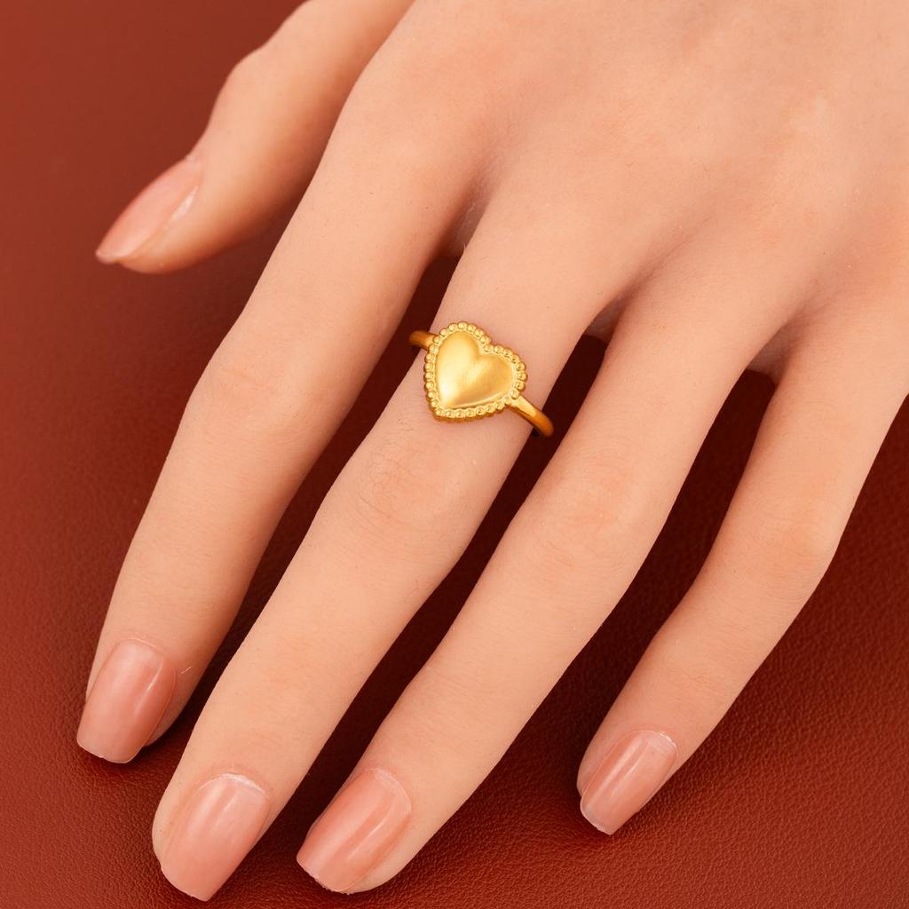 Colorfast Heart-Shaped Titanium Steel Open Ring for Women