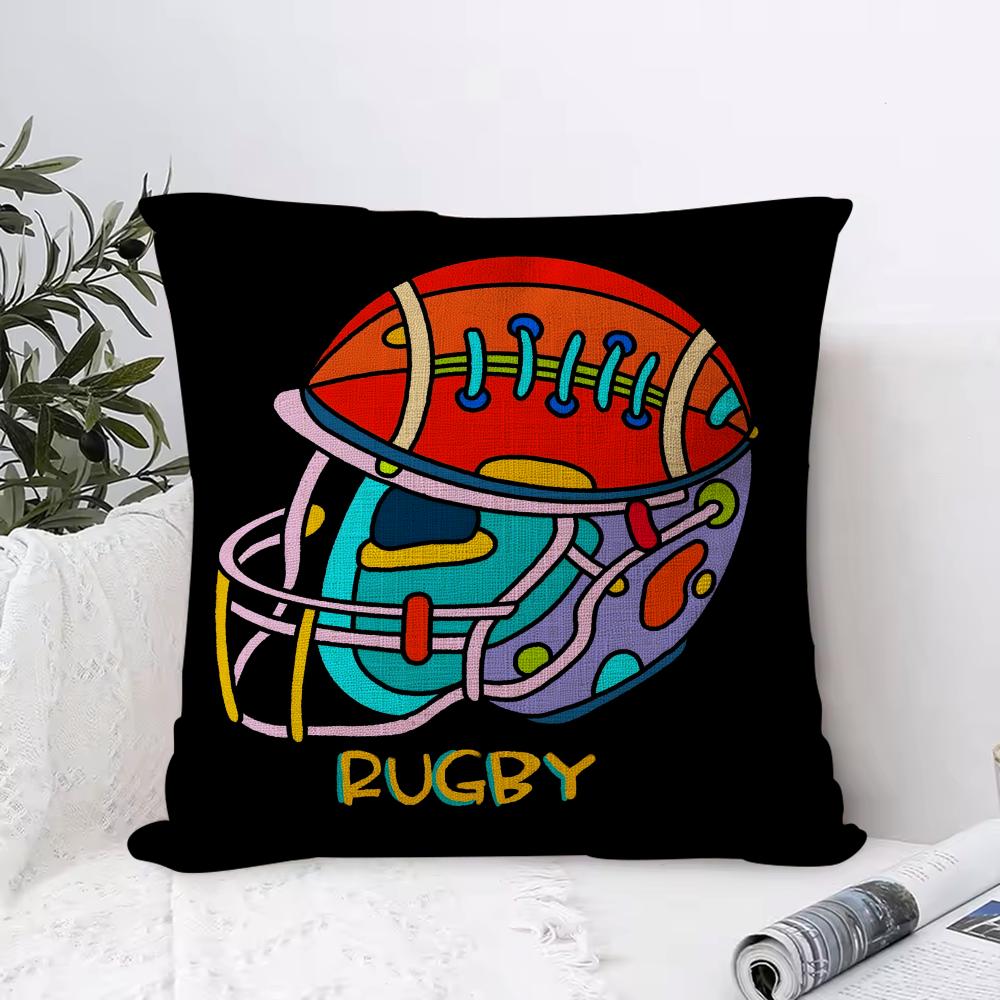 Ball Sports Doodles Cushion Cover Eco Linen Pillow Case DoubleSided Print Breathable Durable Zipper Home Decor Gift