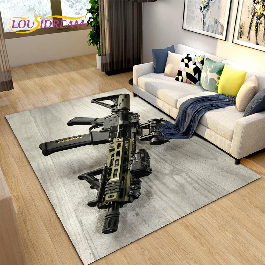 3D Rifle Pistol Revolver Gun Cartoon Area Rug,Carpet Rug for Living Room Bedroom,Kitchen Doormat Bathroom Anti-slip Floor Mat