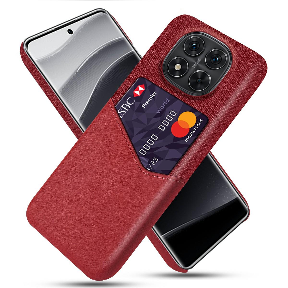 

Для Xiaomi Redmi Note 14 Pro 5G/Poco X7 5G Чехол Текстура ткани из ПУ кожи Твердый ПК Чехол для телефона с держателем для карт C