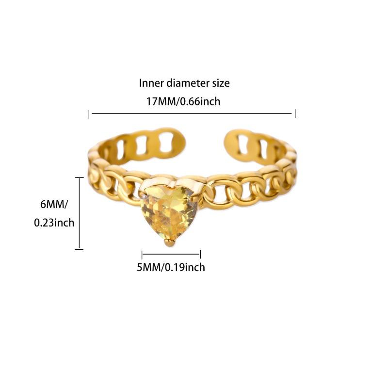 December Birthday Stone Color Love Zircon Ring Women's Chain Ring Niche Opening Simple New Model
