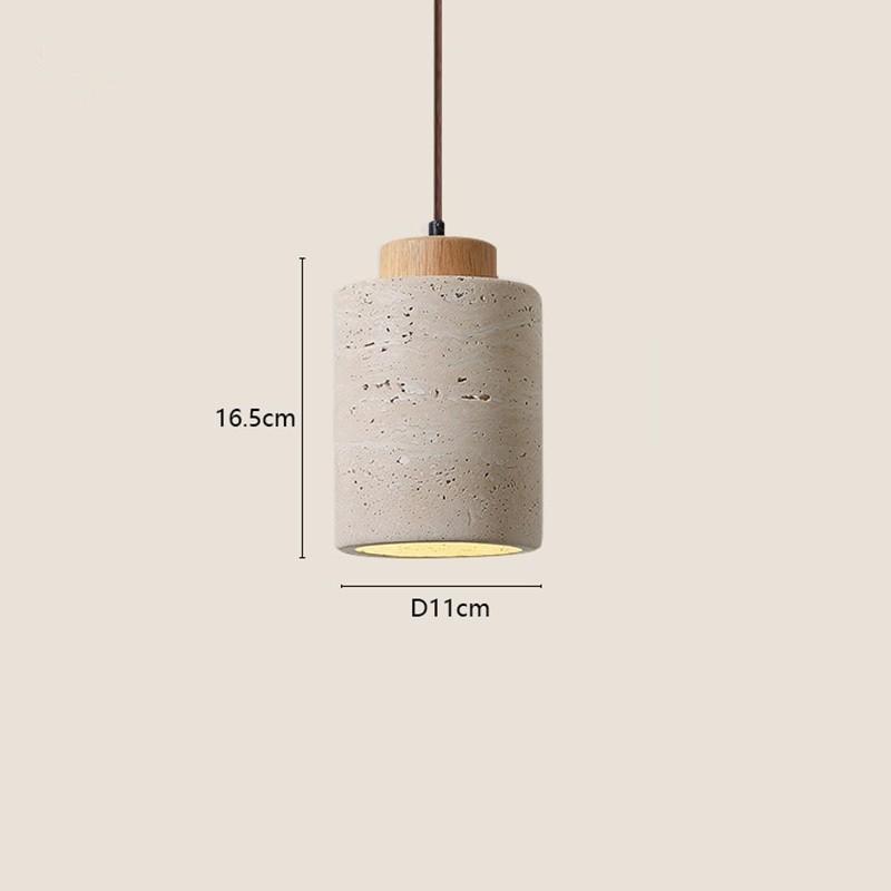 Yellow Travertine Stone Japanese-style Hanging Lights Bedroom Dinning Room Wooden Pendant Light Simple Retro Pendant Lamp