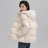 Jaqueta feminina de penas outono e inverno nova com capuz all-match estilo coreano jaqueta slim