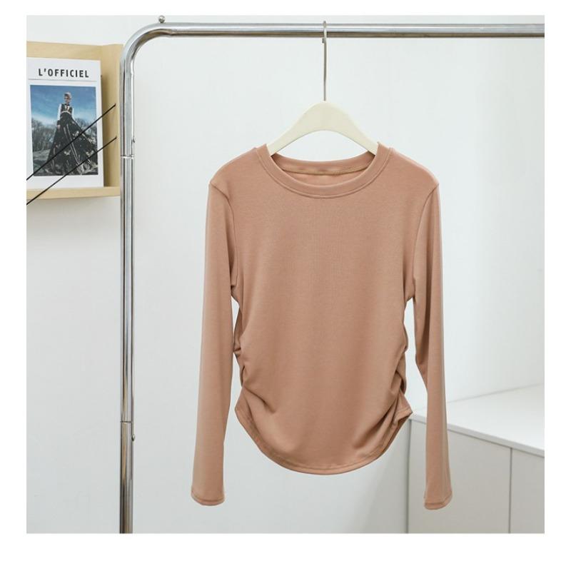 Jarní a podzimní dámské vnitřní tričko s dlouhým rukávem Top tričko s elastickým základem