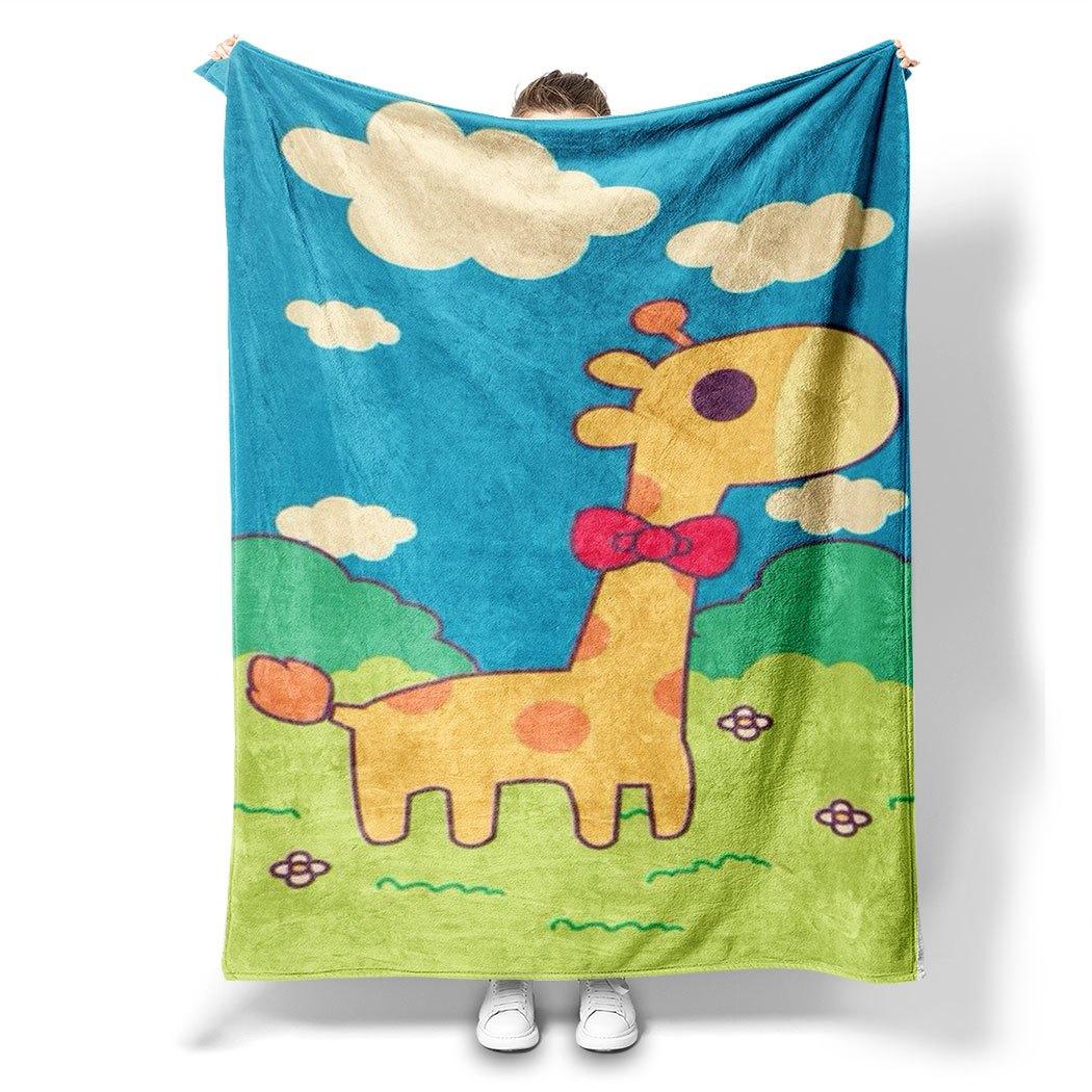 1pc Cartoon Giraffe Throw Blanket – Whimsical Nature Scene, Cute Kids Gift for Bed or Sofa 130x150cm51x59in