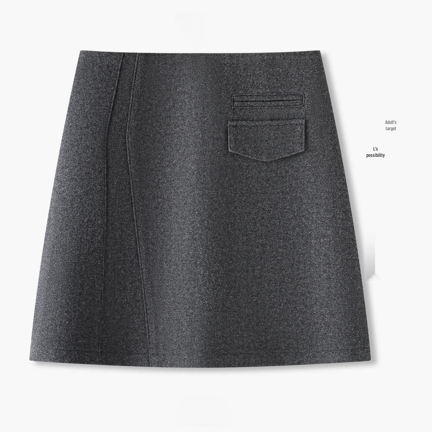 

2025 Women s Grey Woolen High Waist A-line Short Skirt - Stylish, Slimming, and Perfect for Autumn/Winter M серый